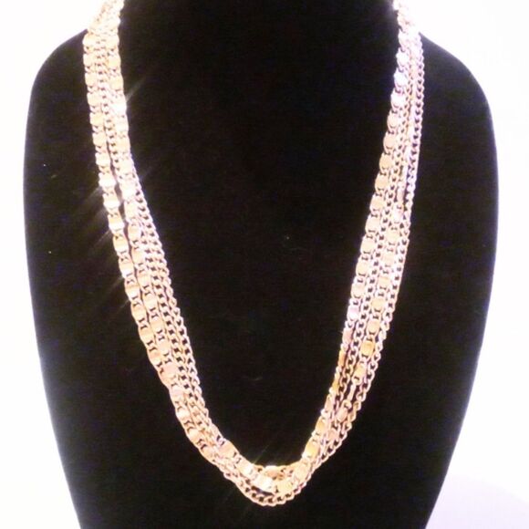 Vintage Sarah Coventry "Four Dimensions" Gold Tone Multi Chain Necklace 1974 - Picture 4 of 5
